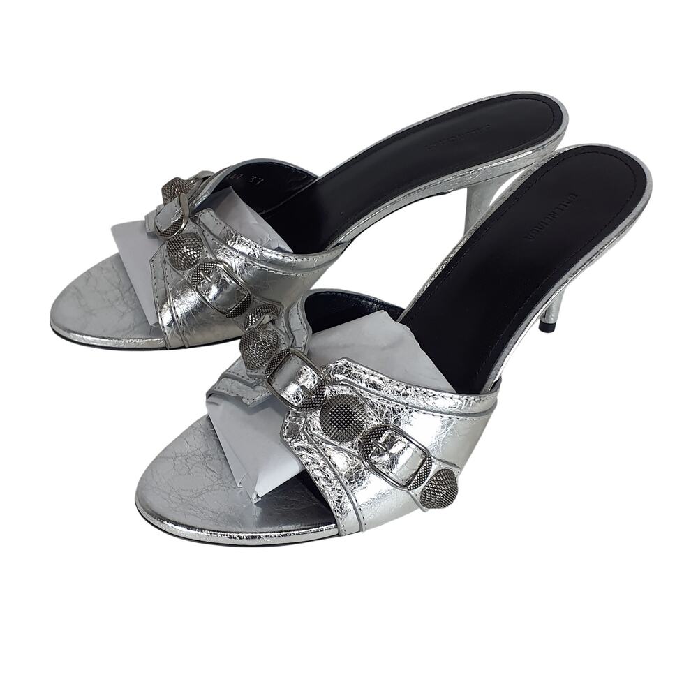 Balenciaga Metallic Silver Cagole Sandal Size EU 37 / US 7 - Picture 2 of 5